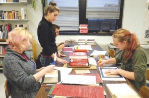 In a bookmaking project, Cook County High School seniors learned how books are bound and worked together to select colors and themes. Students created wonderfully unique books that are on sale at a variety of locations in Grand Marais.