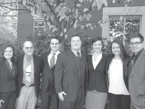 University of Montana School of Law negotiation competition team members (L-R) Elizabeth Musick, Klaus Sitte, Samir Aarab, Covey Morris, Clare Hansen, Christine Brauer and Paul Adam.