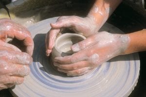 Hand building and use of the pottery wheel will be taught at the Beginning with Clay course at the Art Colony this winter.