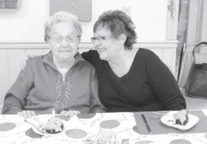 There is always something fun happening at the Senior Center. On Jan. 24, friends and family celebrated Iola Wojtysiak’s 92nd birthday party. Iola is pictured here with her daughter Donna Lunke.