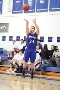 Showing his lightning-quick 3-point shooting form, Justin Goldstein has been golden for the Vikings this year from downtown. Goldstein has also had a great season on the defensive side of the ball, usually shutting down the player he is defending with his tenacious defense.