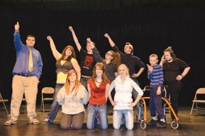 We’re Not Making This Play Up—Honest players are (L-R, front) Julia Larsen, Melanie Stoddard, Selien Morawitz (L-R, back) Sammy Deschampe, Mikala Schliep, Cy Fortunato, Michaela Peterson, Luke Fenwick, Sam Kern, Emily Terrill.