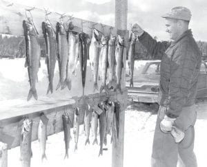 Another historical photo from the archives of the late Howard Joynes, patriarch of Joynes Ben Franklin in Grand Marais. Howard had a treasure trove of pictures from the past, most taken by M.J. Humphrey. This one was taken at a Fish Derby in 1965. On the back of the photo someone wrote that the fellow hanging his catch was Dave Erholtz.