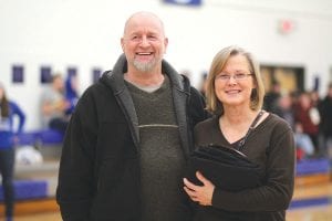 Marlo and Aimee Luick were named Viking Fans of the Year for their strong support of the boys' and girls' teams at Cook County High School. The Luicks, who received the award at halftime of the game against Lakeview Christian Academy, were surprised by the announcement, and it was noted by the announcer that they almost always wear Viking gear to games, but as fate would have it, not on this night.