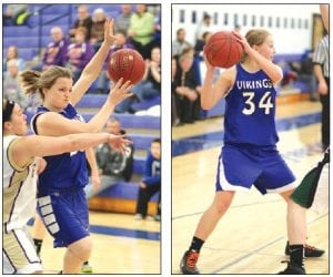 Above left: Jocelin Deneweth is one of the younger players who has worked hard and elevated her play to the varsity level this season. Above right: Jordyn Deschampe is another young ball player who has been getting more and more quality minutes of play this season. Both she and Jocelin will be counted on to help lead the varsity next year.