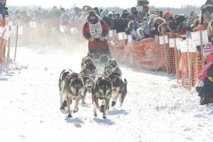 Nathan Schroeder of Chisholm taking off in the 2010 John Beargrease Sled Dog Marathon. Schroeder was the winner that year. This is the 30th anniversary of the race that honors dedicated mail carrier John Beargrease.