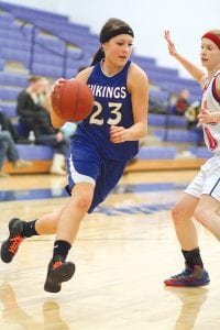 Theresa Morrin came up big for the Vikings in the playoff games against Floodwood and McGregor scoring 24 and 23 points, and was also one of the Vikings' best defenders. Morrin earned Polar League Honorable Mention All-Conference for her fine play this season.