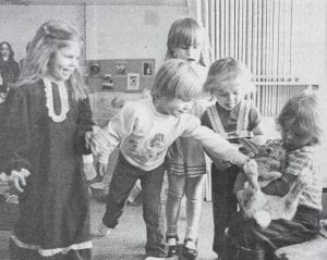 In this April 8, 1982 News-Herald photo, Terra Lehto holds her pet, Farrah, for other children to touch and pet at the North Shore Children’s Home. The Lehtos and Farrah visited for Easter and the children enjoyed having the rabbit around for the day. Does anyone know the identity of the other children?