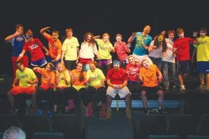 For the eighth year, students in Ivy Church’s College in the Schools literature class presented Theater Sports to an appreciative audience at the Arrowhead Center for the Arts. The students faced off in two teams in an evening of action-filled improvisation. There was even some last-minute mugging for the camera.