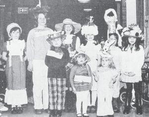 Back in 1979, the Easter holiday just wasn’t complete without an Easter Bonnet Parade, such as this one local youngsters staged for residents of the Cook County Nursing Home. Participants in the April 12 event included, (L-R, front), Kim Schulte, Heather Spry and Heather Smith. (L-R, back) Lisa Durham, Dianna Schulte, Whitney Sanford, Cheryl Antoniak, Molly Sommerness and Katie Smith.