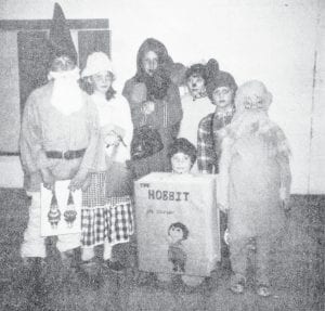 The many activities held in conjunction with National Library Week in April 1979 were well-received and attended by the public. Here are the winners of the children’s costume contest. From left are Dwayne Miller dressed as a legendary gnome from The Gnome Book; Lisa Smith as Laura Ingalls from Little House on the Prairie; Tom Bernier as Mrs. Harriet Olsen, Little House on the Prairie; Carmen Bloomquist as Minnie Mouse from The Disney Book; Richard Smith as Paul Bunyan; Adam Moe as Lorax from the Dr. Seuss book; and in front, Michael Spry as The Hobbit. National Library Week this year begins April 15.