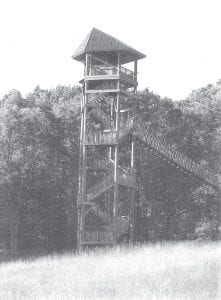 This is an example of the type of tower that will be constructed by Superior Ziplines at its new Grand Marais enterprise on the Gunflint Trail. The platform of the upper—or launch—tower will stand 60 feet from the ground while the lower structure’s height will measure 45 feet. The developers say there will be little-to-no visual impact on the hillside as viewed from town.