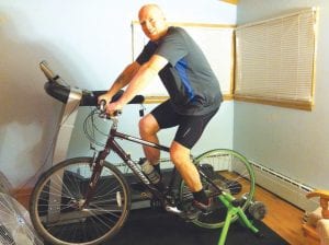 Charlie Butter of Grand Marais logged the most miles during Cook County’s February Move It! event—509.7 miles on his fluid resistance bicycle training system.