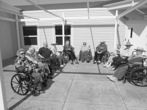 The folks who enjoyed the patio at the North Shore Care Center recently were all smiles. It is nice to finally be outside!