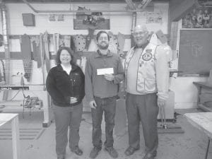 School District 166 Superintendent Beth Schwarz and Industrial Technology Instructor Sam West recently accepted a $500 donation from the Grand Marais Lions Club. Lion Harry Peterson, a former industrial tech teacher himself, presented the check. The money will be used toward an added emphasis on the high school’s industrial technology program.