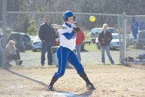 Vikings' softball player Anna Carman is one of the strongest hitters for the team. Carman didn’t get a hit on this play against the Silver Bay Mariners, but her hitting will surely heat up as the weather warms up.