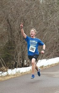 Although he looks like he’s signaling he finished second, Ben Seaton was the clear winner of the Ham Run men’s 5K race. Seaton, like Falk, is a senior at CCHS and runs Viking track and cross country.