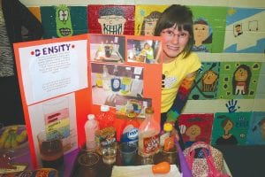 Hattie Kunze knows a thing or two about density, and she shared her knowledge with the throngs of people who attended the Sawtooth Elementary Project Fair held Thursday, May 16.