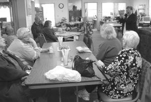 A meeting of the newly formed “Laughter Group” was held at the Cook County Senior Center recently. Sherrie Lindskog led the group in some laughter exercises.