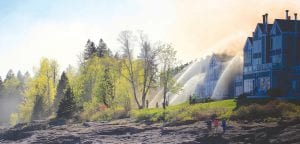 Firefighters from eight fire districts on the North Shore responded to a fire at Bluefin Bay Resort in Tofte on Saturday, June 8. By the time the fire was extinguished, five condominium units in the popular North Shore resort had been severely damaged.