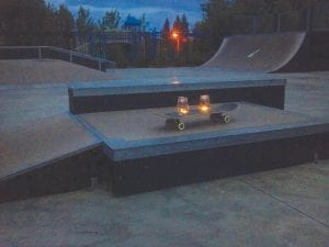 The North Shore Skate Park at the Cook County Community Center was the site of an impromptu memorial for Dylan Marshall, who was killed in a car accident on Pike Lake Road on Thursday, June 13. His friends and community members gathered for a candlelight vigil the next evening.