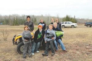 Local youths completed Minnesota Department of Natural Resources (DNR) ATV safety training in May. Coming out to take the field test on a misty, cold spring day were (L-R, front) Levi Sheils, Chase Bronikowski, Andrew Miller, Connor Somnis. (L-R, back) David Blackburn, Madysen McKeever, Sela Backstrom, Krissy Backstrom.