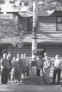 The totem pole that was deteriorating at Clearwater Lodge has been replaced with a replica, hand-carved by Clearwater Lake resident Bob Olson. On June 13, the new pole was unveiled at a community gathering.