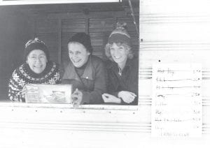 As the Grand Marais Fisherman’s Picnic nears, and the Grand Marais Lions and Lioness clubs are busily preparing for the event, the News-Herald thought it would be fun to share a picture from Grand Marais Lioness Mary McElevey’s scrapbook. This picture is of the Lionesses staffing the food both at a winter event. The scrapbook declares that the women received the “Sold Out Award.”The sign to the right shows nearly all the menu items crossed off. The only thing left? Potato chips!