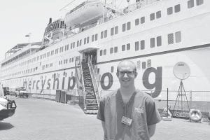 Jeremiah Harvey, the son of Pastor Dave and Gayle Harvey of Grand Marais, is a crewmember on the Africa Mercy Ship. Since March 2013, Jeremiah has served as one of the two radiology technologists aboard the ship. The Mercy Ship, which is equipped with operating theaters, a recovery ward, CT scanner, X-ray machines and a laboratory, visits countries considered to be the poorest of the poor. The Mercy Ship provides medical care that would not be available otherwise.