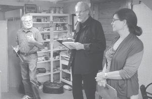 A workshop was held July 22 to discuss the future of several historic properties overseen by the Cook County Historical Society. Workshop participant Ed Hedstrom, architect Richard Gilyard, and designer Leah Thomas discuss the future of exhibits at the Lighthouse Keepers Museum.