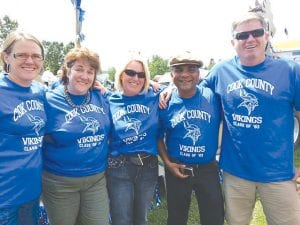 It’s impossible to say who came the farthest for Fisherman’s Picnic this year, but a safe bet would be Pradeep Sugathadasa, who came all the way from Sri Lanka for his Cook County High School Class of 1983 30-year reunion. (L-R): Kathy (Patten) Adamsson, Becky (Shold) Strom, Nadine Maki, Pradeep Sugathadasa, and Mike Erickson.