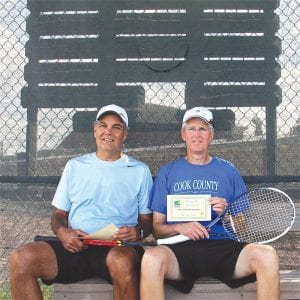 The 37th annual Fisherman’s Picnic Tennis Tournament, July 31 – August 4, saw some great competition. Left: Men’s 50 Doubles Champions Scott Bergstrom and John Muus, both of Grand Marais. Above: Women’s Open Doubles Champions Taylor Gunderson and Alexis Gunderson.