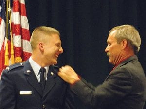 At Taylor Baham’s U.S. Air Force Commissioning ceremony, his dad, Jeff Baham of Lutsen, had the honor of pinning on his insignia. Taylor graduated from the University of Minnesota – Duluth and received his commission on the same day.