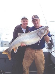 Niel Atkinson of Stillwater, MN and Clearwater Lake had a great weekend of fishing with family near Isle Royale, catching a “cooler full.” Niel is pictured here with his sister Jennifer who reeled in this 39-inch, 30-pound lake trout. Niel said the fish was healthy and in perfect shape with no lamprey marks “We released the fish successfully as it was caught in less than 100 feet of water and was not beat up,” said Niel.