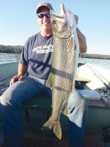 What does a charter fishing captain do on his day off? If he is Darren Peck of Tofte Charters, he calls up a friend to go fishing! Captain Peck joined Dick Nelson of Lutsen for a day of fishing with “Freeloader Charters” in Nelson’s 18-foot Crestliner. The men jigged in Lake Superior and caught a number of nice-sized lake trout. Nelson said Peck caught 10 fish to his one. They released them all, including this beauty.