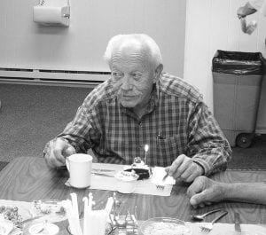 The regular lunch was brightened with a birthday candle for Warren Anderson’s 81st birthday party at the Cook County Senior Center.