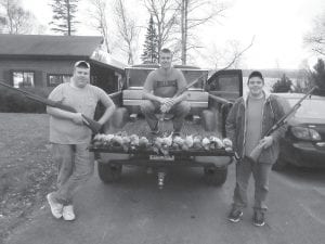 No lack of birds for these local boys over the weekend! They managed to find 14 (missed one) on the afternoon of October 12. (L-R) Connor Ingram, Thomas Anderson and Breyer McQuatters.