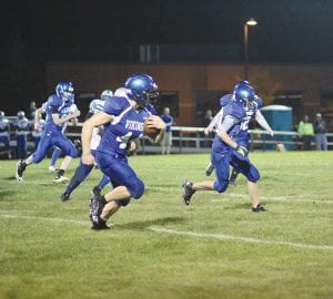 With Owen Anderson out in front blocking, Viking fullback Jacob Schroeder picked up 12 yards on this carry. Despite suffering a midseason leg injury, Schroeder played through the pain and was the Vikings’ top ball carrier and leading scorer this fall.