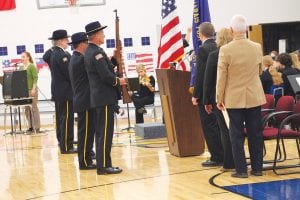 The Veterans Day program at School District 166 began with the posting of colors by the American Legion Post 413 Color Guard. The moving program was just one of the ways the community said “thank you” to its veterans on Monday, November 11, 2013. See more about Veterans Day on page A5.