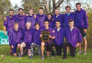 Second man (blond) kneeling in the front row, Kieran Scannell has had an outstanding freshman cross country season at Williams College despite suffering from an autoimmune disorder. Kieran recently placed third at the conference meet, earning All-Conference honors.