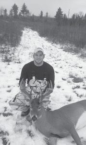 Andy Peterson of New Richland, Minn., and Grand Marais got this 12-point buck on Friday, November 15. The antler spread was 19 inches with nice tall tines.