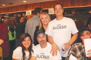 The generosity of the Cook County community was overwhelming for the Brazell family. Attendance was high at the Nov. 23 spaghetti dinner at the American Legion. Folks came out in support of Donny Brazell, who is undergoing cancer treatments. (L-R) Dee Brazell, Mickey Brazell, Susie Splett and Donny Brazell.