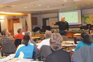 The Cook County Commissioners' Room was full of emergency responders wanting to learn more about search and rescue procedures November 23 – 24. Instructor Rick Slatten was a dynamic speaker, sharing lessons he and his wife and business partner Deb Slatten have learned in their 30-plus years of involvement with search and rescue.