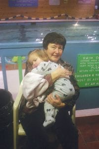 Joyce Heiskari wore out her 18-monthold granddaughter, Malia Berneking, at the Last Splash party. Heiskari said she has had a pool pass “forever” and is feeling nostalgic about the pool's closing. “It was a wonderful place and I will miss it,” said Heiskari.