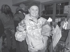 Sherrie Donek was one of the many riders who was happy with her raffle drawing prizes.