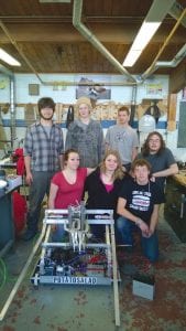 It’s robotics time at Cook County High School! Team Ice Storm is ready for the March 6 – 8 competition at the DECC in Duluth. (L-R, front) Klara McNeally, Shae Morawitz, Nate Carlson. (L-R, back) Jacob Carr, Cedar Adams, Ben Kurtz, Brandon Bockovich. (Not pictured: Julia Larsen, Bergen Soland, Liam Abelon.)