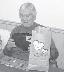 The senior center had a fun Valentine’s Day celebration. Betty Wilson enjoyed bingo and a little gift.