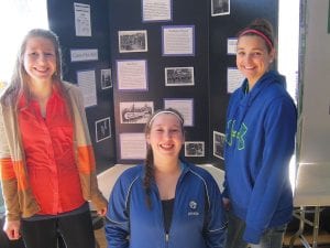 There were some very interesting displays at History Day at the Arrowhead Center for the Arts on February 21. Left: Maya McHugh, Abbey Prom, and Hanna Borson with their project on the Vietnam draft. Above: Daphne Lacina created a display on Navajo Code Talkers.