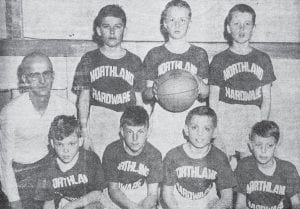 March Madness 1960s-style: Here are the grade school champion Wildcats, sponsored by Northland Hardware, as pictured in the News-Herald on March 7, 1963. Shown are, front row from left, Joe McCauley, David Oswald, Bob Skoog and Greg Tofte; in back are Coach Orton Tofte, Nibs Nelson, James Schmidt and Steve Peterson. Runners-up in the playoffs were the Lutsen Firebirds.