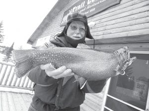 The Trail Center Lodge & Restaurant fishing contest wrapped up on Monday, March 31, with Gary Brumberg of Silver Bay bringing in a whopper of a brook trout. Brumberg caught the 20½-inch, 4.56-pound brookie at a “secret lake” on the Gunflint Trail, easily winning the brook trout category of the contest.